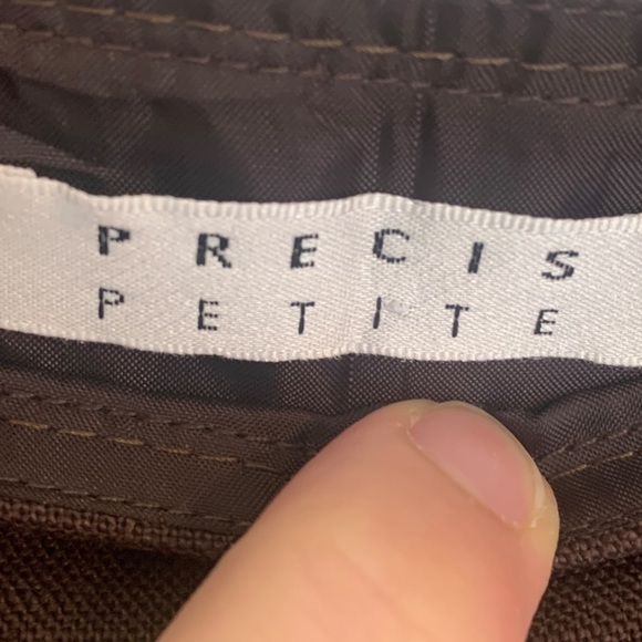 Precis Petite Linen Brown Orange Floral Embroidered Pleated A-Line Skirt Size 14 - Picture 10 of 11